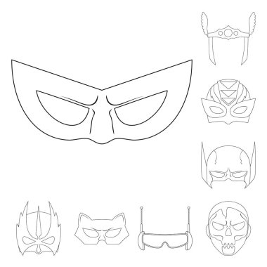 Bir kahraman ve maske işaret illüstrasyon vektör. Kahraman topluluğu ve hisse senedi için süper kahraman vektör simgesi.