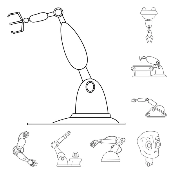 Vektorillustration av roboten och fabriken logotyp. Uppsättning av roboten och utrymme vektor ikonen för lager. — Stock vektor