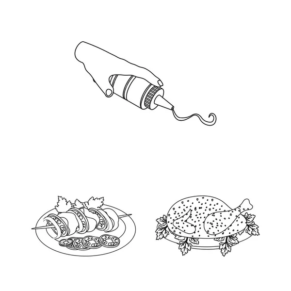Cocinar los iconos del esquema de alimentos en la colección de conjuntos para el diseño. Cocina, equipo y herramientas vector símbolo stock web ilustración . — Archivo Imágenes Vectoriales