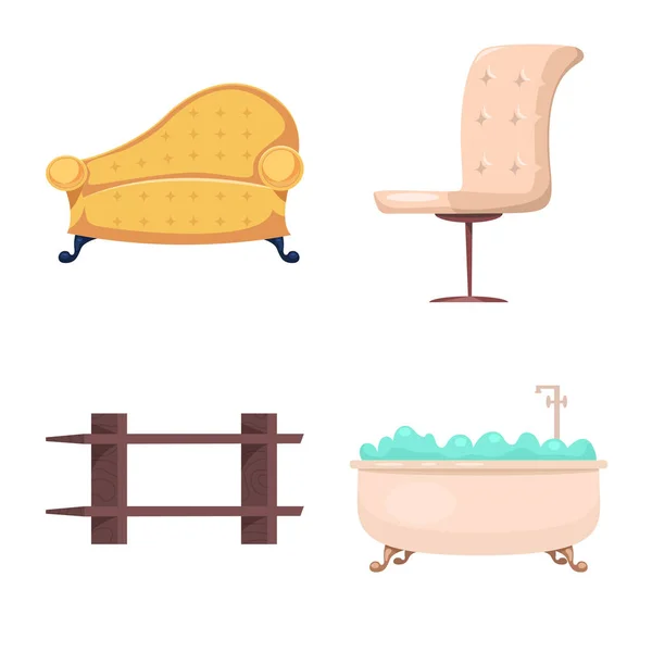 Objeto aislado de muebles y logotipo del apartamento. Colección de muebles y el icono del vector del hogar para la acción . — Vector de stock