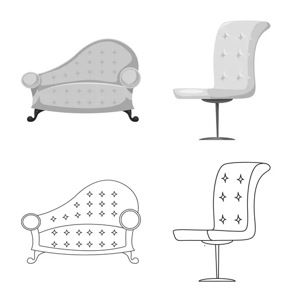 Objeto aislado de muebles y símbolo del apartamento. Conjunto de muebles y vector de inicio icono para la acción . — Vector de stock