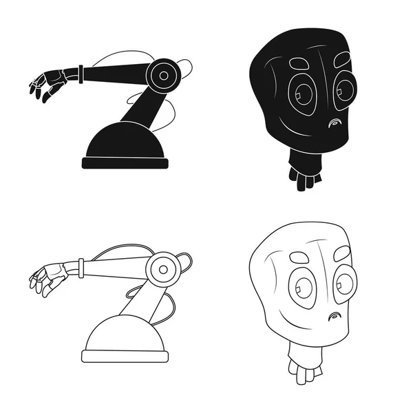 Projekt wektor symbol robota i fabryki. Kolekcja ikony wektor robota i miejsca w magazynie. — Wektor stockowy