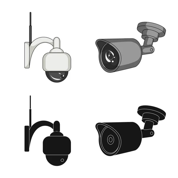 Vektorillustration von cctv und Kamerazeichen. Set von cctv und System-Vektor-Symbol für Aktien. — Stockvektor