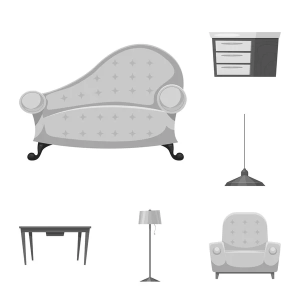 Objeto aislado de muebles e icono del apartamento. Conjunto de muebles y vector de inicio icono para la acción . — Archivo Imágenes Vectoriales