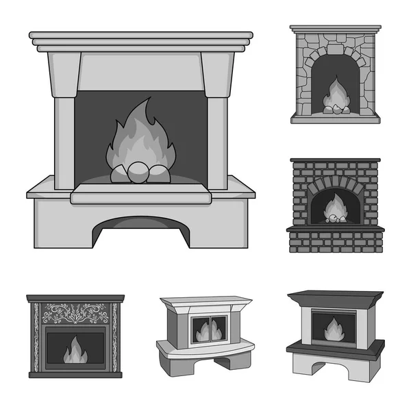 Diferentes tipos de chimeneas iconos monocromáticos en la colección de conjuntos para el diseño.Chimeneas construcción vector símbolo stock web ilustración . — Vector de stock