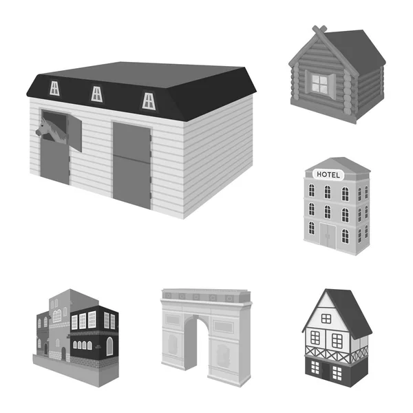 Bâtiment et architecture icônes monochromes dans la collection ensemble pour la conception.Le bâtiment et l'habitation vecteur isométrique symbole stock illustration web . — Image vectorielle