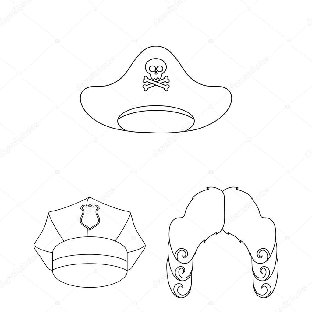 Different kinds of hats outline icons in set collection for design.Headdress vector symbol stock web illustration.