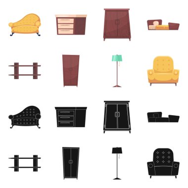 Mobilya ve daire işareti vektör Illustration. Mobilya ve ev hisse senedi simgesi için web topluluğu.
