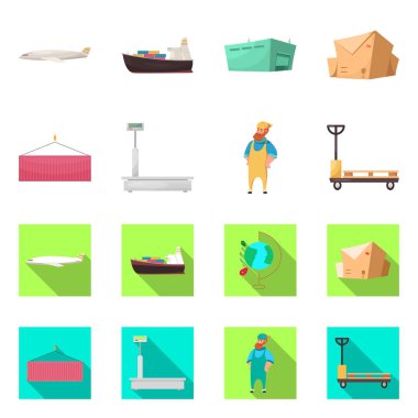 Mal ve kargo işareti vektör Illustration. Ürünler ve ambar stok vektör çizim koleksiyonu.
