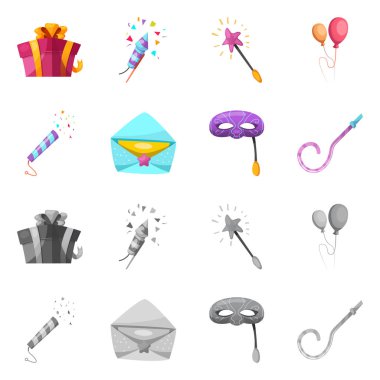 Parti ve Doğum işareti yalıtılmış nesne. Parti ve kutlama hisse senedi vektör çizim topluluğu.