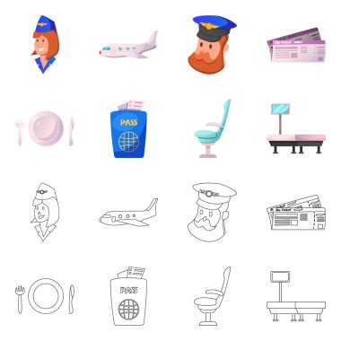 Havaalanı ve uçak logo vektör Illustration. Hisse senedi için Havaalanı ve uçak vektör simge kümesi.