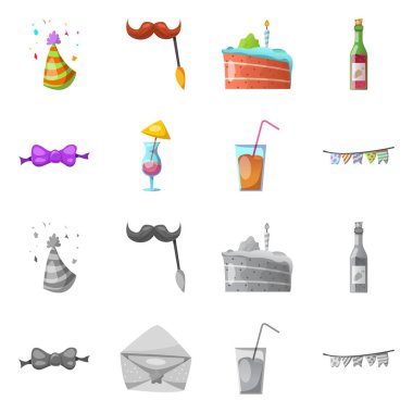 Parti ve Doğum günü logo vektör tasarımı. Parti ve kutlama hisse senedi vektör çizim topluluğu.