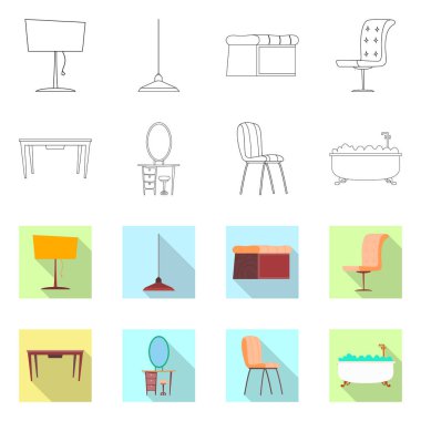 Mobilya ve daire simge vektör Illustration. Mobilya ve ev hisse senedi vektör çizim.