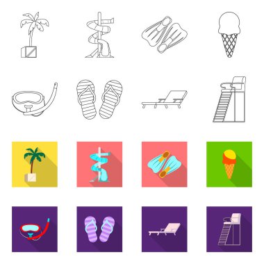 Havuzu ve yüzme logo vektör tasarımı. Hisse senedi için havuz ve etkinlik vektör simge kümesi.