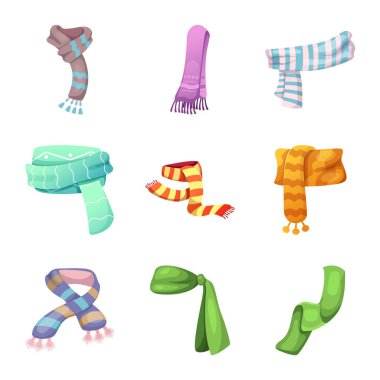 Vektör tasarımı eşarp ve şal sembolü. Eşarp ve web için aksesuar hisse senedi simgesi.