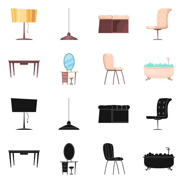 Vektorillustration von Möbeln und Wohnungssymbolen. Sammlung von Möbeln und Home Vektor Icon für Lager. — Stockvektor