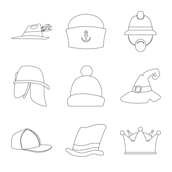 Diseño vectorial del casco y el símbolo de la tapa. Colección de sombreros y accesorios stock vector ilustración . — Vector de stock