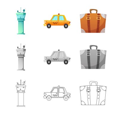 Havaalanı ve uçak simge vektör tasarımı. Havaalanı ve uçak hisse senedi simgesi için web topluluğu.