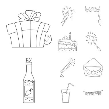 Parti ve Doğum günü sembolü yalıtılmış nesne. Parti ve kutlama hisse senedi vektör çizim seti.
