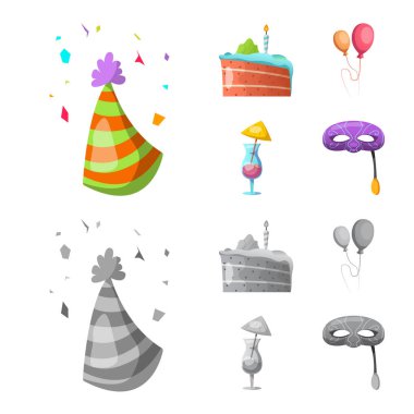 Parti ve Doğum günü sembolü yalıtılmış nesne. Hisse senedi için kutlama ve parti vektör simge topluluğu.
