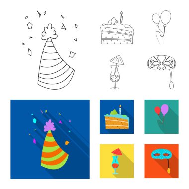 Parti ve Doğum günü logosu yalıtılmış nesne. Hisse senedi için kutlama ve parti vektör simge kümesi.