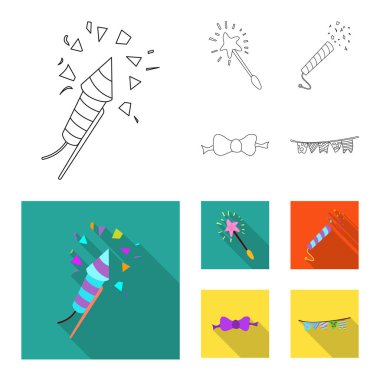 Yalıtılmış nesne parti ve Doğum günü kutsal kişilerin resmi. Hisse senedi için kutlama ve parti vektör simge kümesi.