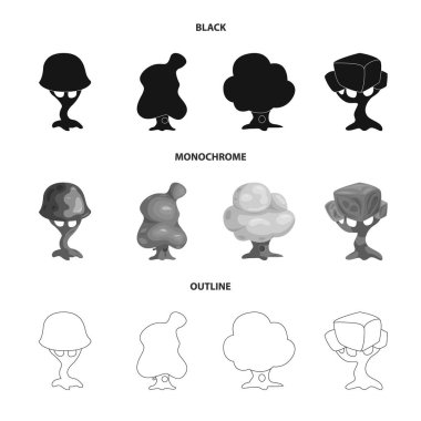 Ağaç ve doğa logo vektör tasarımı. Hisse senedi için ağaç ve taç vektör simge kümesi.