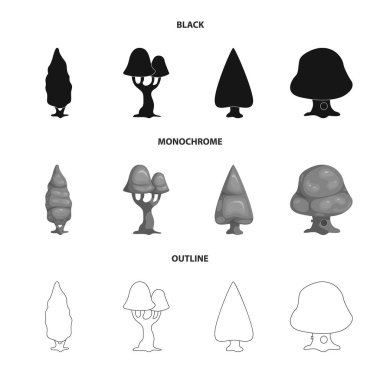 Ağaç ve doğa logo vektör Illustration. Web için ağaç ve taç hisse senedi simgesi kümesi.