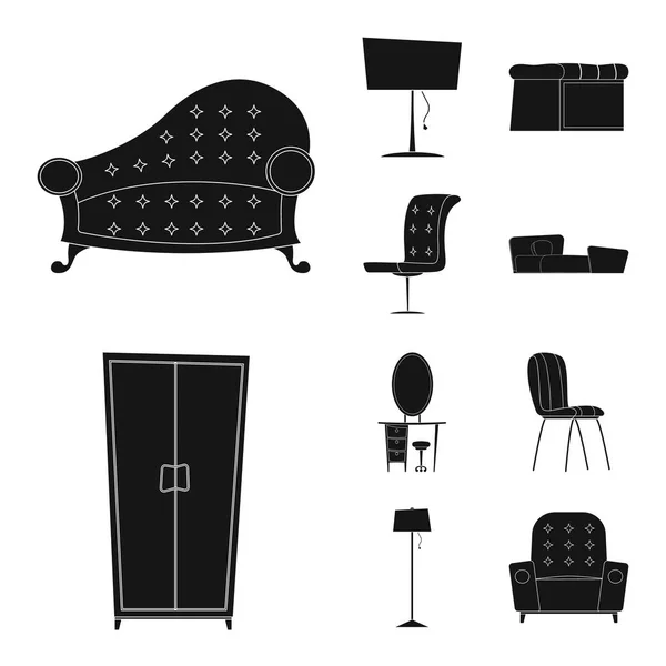 Vektorillustration von Möbeln und Wohnungslogo. Set von Möbeln und Home Vektor Icon für Lager. — Stockvektor