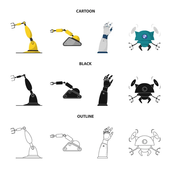 Изолированный объект робота и иконка завода. Набор иконки робота и космического вектора для склада . — стоковый вектор