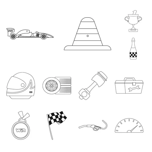 Isoliertes Objekt von Auto und Rallye-Symbol. Set von Auto und Rasse Stock Symbol für Web. — Stockvektor