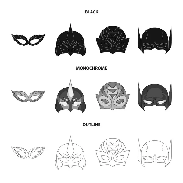 Vector illustratie van held en masker teken. Collectie van held en superheld aandelensymbool voor web. — Stockvector