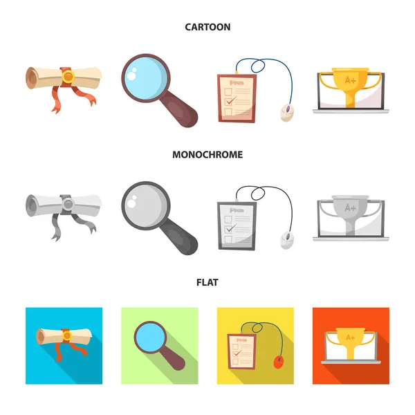 Oggetto isolato di istruzione e di apprendimento logo. Serie di illustrazione vettoriale dell'istruzione e dello stock scolastico . — Vettoriale Stock