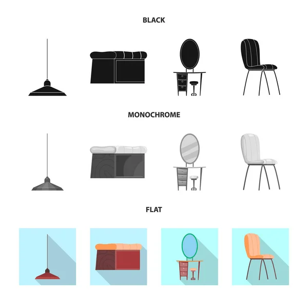 Isolierte Möbelstück und Wohnung Symbol. Sammlung von Möbeln und Home Vektor Icon für Lager. — Stockvektor