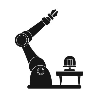 Robot ve fabrika logo vektör tasarımı. Robot ve uzay hisse senedi simgesi için web topluluğu.