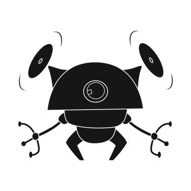 Robot ve fabrika simge vektör Illustration. Robot ve uzay hisse senedi vektör çizim seti.