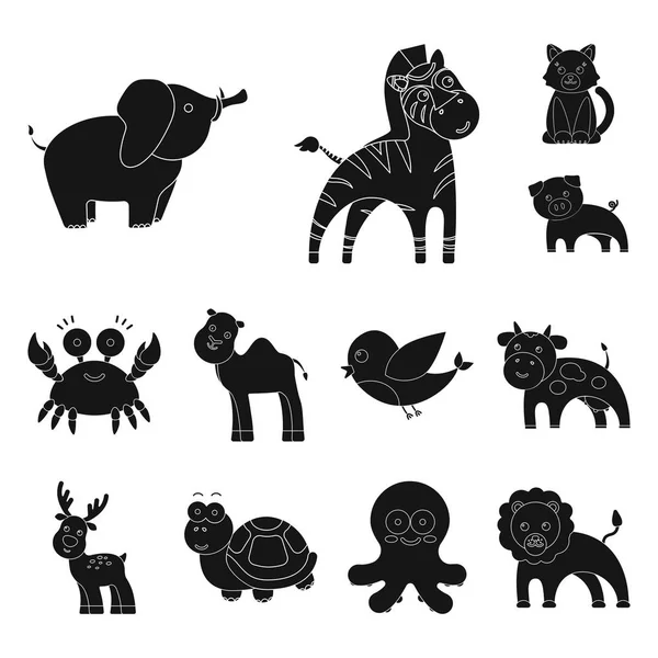 An unrealistic black animal icons in set collection for design. Toy animals vector symbol stock web illustration. — Stock Vector