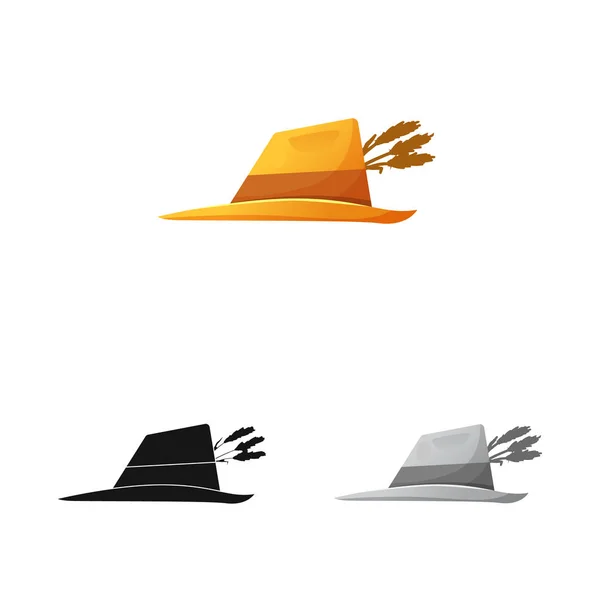 帽子とキャップ サインの孤立したオブジェクト。ヘッドギアとストックのアクセサリーのベクトルのアイコンのセット. — ストックベクタ