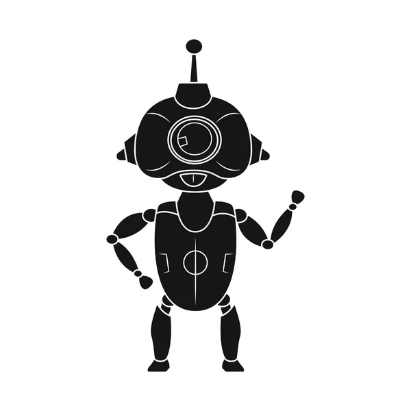 Ilustración vectorial de robot y signo de fábrica. Conjunto de robot e ilustración de vector de stock espacial . — Vector de stock