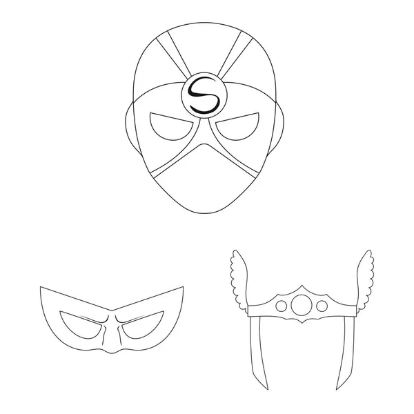 Vector ontwerp van held en masker teken. Set van held en superheld vector pictogram voor voorraad. — Stockvector