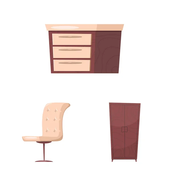 Objet isolé de mobilier et symbole d'appartement. Ensemble de meubles et icône vectorielle maison pour stock . — Image vectorielle