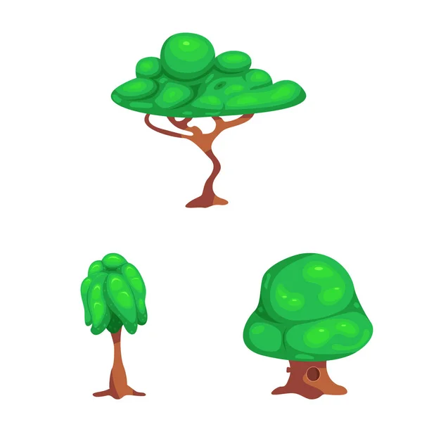 Projeto vetorial de árvore e ícone da natureza. Conjunto de árvore e coroa vetor ícone para estoque . — Vetor de Stock