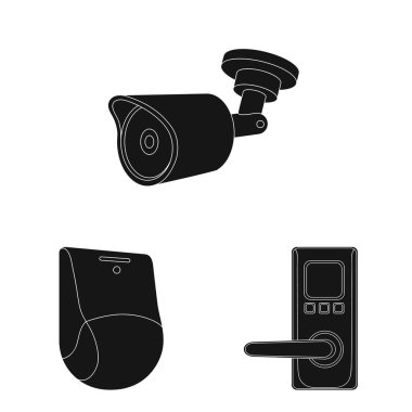 Cctv ve kamera simgesi yalıtılmış nesne. Hisse senedi için cctv ve sistem vektör simge topluluğu.