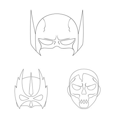 Kahraman ve maske işaret yalıtılmış nesne. Kahraman kümesi ve hisse senedi için süper kahraman vektör simgesi.