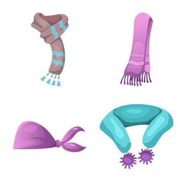 Eşarp ve şal logosu yalıtılmış nesne. Eşarp ve aksesuar hisse senedi vektör çizim koleksiyonu.