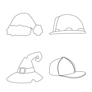 Şapkalar ve kap işareti tasarımını vektör. Şapkalar ve aksesuar hisse senedi vektör çizim.