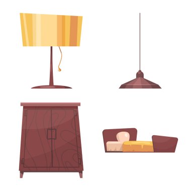 Vektör çizim mobilya ve daire sembolü. Mobilya ve ev hisse senedi simgesi için web topluluğu.