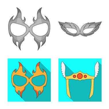 Kahraman ve maske simgesinin vektör resmi. Kahraman ve süper kahraman hisse senedi simgesi için web topluluğu.