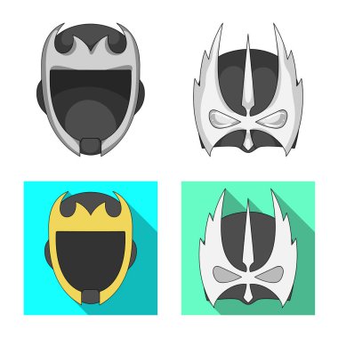 Kahraman ve maske logo vektör Illustration. Web için kahraman ve süper kahraman hisse senedi simgesi kümesi.