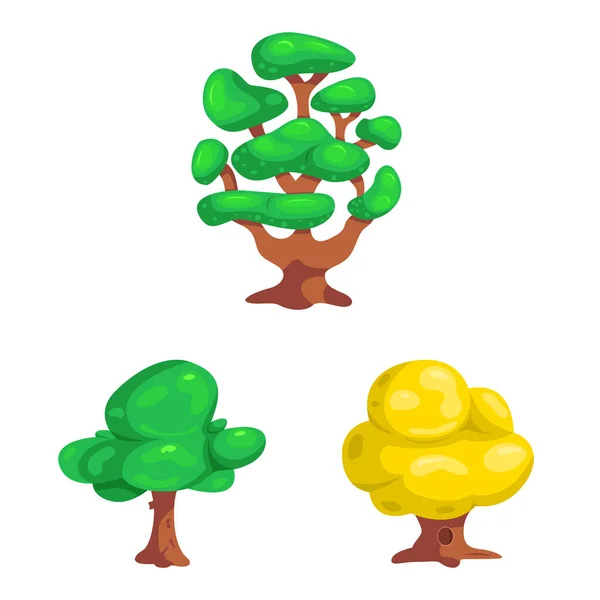 Illustration vectorielle de l'arbre et de la nature. Collection d'icônes vectorielles arbre et couronne pour stock . — Image vectorielle